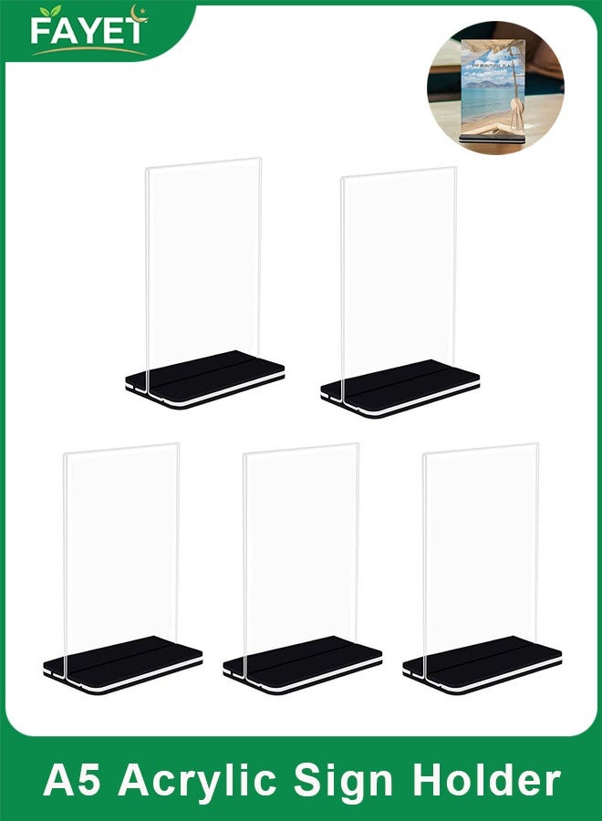 فاييت حامل لافتات أكريليك عمودي مزدوج الجوانب بقاعدة سوداء - Image 1